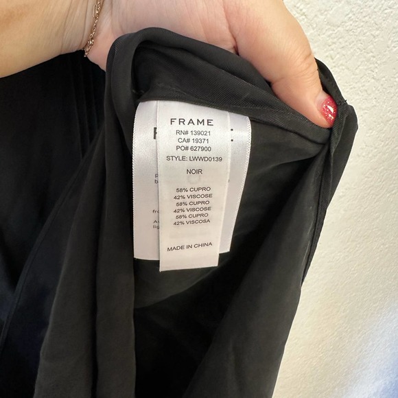 Frame V-Neck T-Strap Midi Slip Dress Black Size Medium - Picture 7 of 14